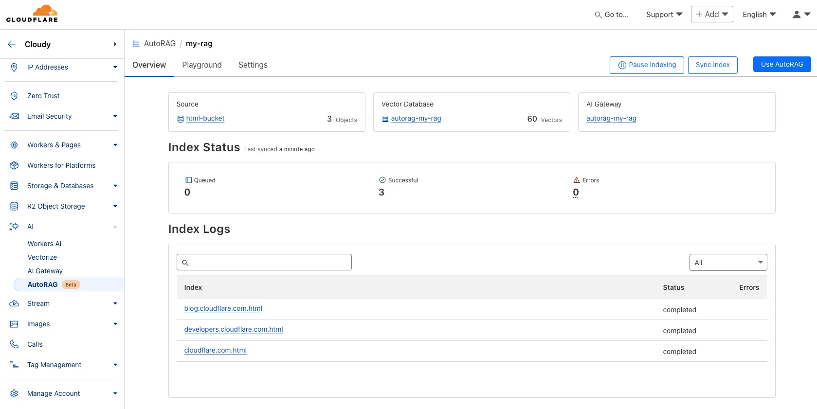 AutoRAG Overview page